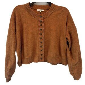 Madewell Burnt Orange Brampton Crop Cardigan Sweater M Cozy Neutral Minimalist